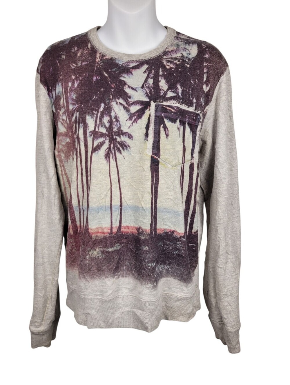 2/$20 American Eagle Palm Tree Grey Sweatshirt Top Size: Small